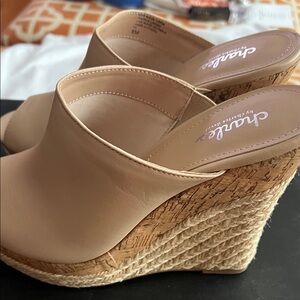 Charles David Beige Wedge Sandals